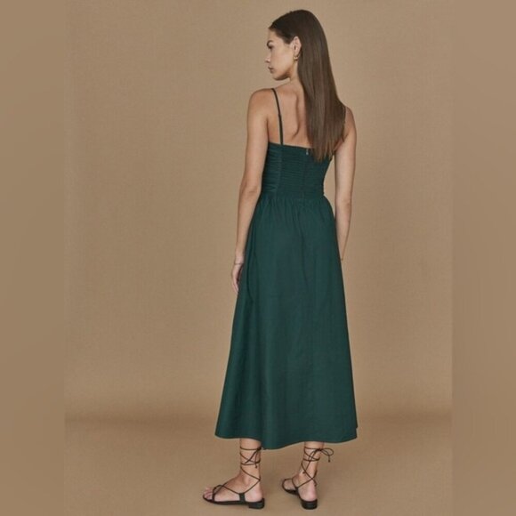 NEW Reformation Lissa Cotton Midi Dress Forest Green Removable Strap | US 4 UK 8 - Picture 5 of 14